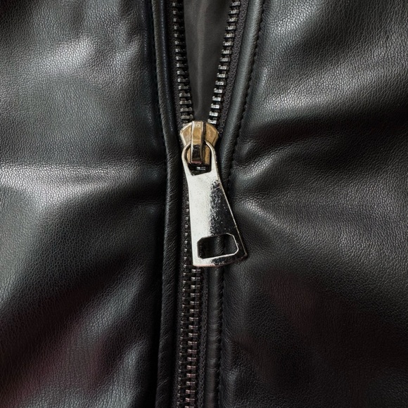 Good American Black Faux Vegan Leather Bomber Jacket L/XL - Picture 10 of 14